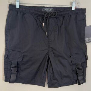 Fire & Rain black 100% cotton cargo shorts SZ 36” waist